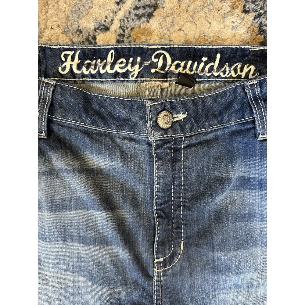 Harley-Davidson Bootcut Jeans Women's Size 18 Tall Thick Stitch Bling Pockets - Picture 10 of 10